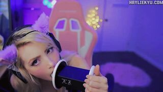 ASMR Cute Ear Breathing Giving a kiss Licking Tingles + Throat Sounds LOOP