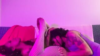 Hawt Trans Bangs Lesbo Step Sister and Gives Her Vagina a Creampie