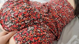 My Stepsister's Short Costume made Me Cum on Her Large Breasts after Sex on my Daybed