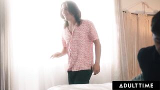 ADULT TIME - Sexually excited MILFs Penny Barber & Ryan Keely Have GROUP-SEX WITH STEPSONS To Celebrate BDAY!