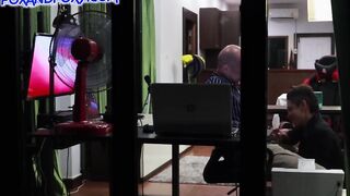 Fake office: This babe knows how to motivate! Coworker sucks and get cum throat by the window