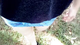 Petticoat out of underclothing outdoor: large twat lips free