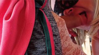 Sisi Femboy in a swimsuit with her large sexdoll doll dong