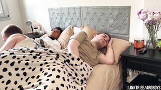 Don't Make a Noise so your Step-Brother won't Notice! - 3some with Large Jock Tattoed Latino Twink