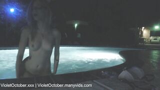 don't get caught - fingering my vagina in public pool at night no audio
