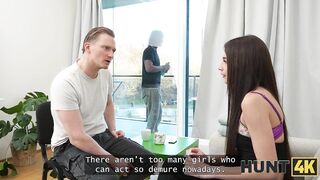 HUNT4K. Hawt sex on the bed after encounter in the tent