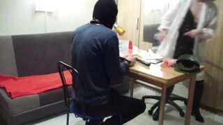 ribald lady interrogates a obedient chap - femdom sex