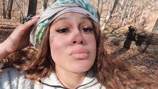 Taking a nice-looking urinate in the woods