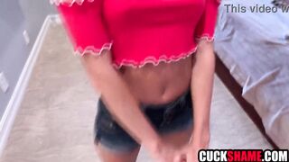 Cuckold spouse sharing wife with large dick man