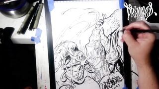 Facial Explosion creates Semen Comet in the night sky - lightbox erotic drawing creation by Drenched