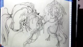 One Sexy Mess Line Art Timelapse by Drenched The Facial Artist