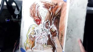 "When Life Gives U Lemon Balls" Erotic Ejaculation Art Drawing BBC Blond Teen Interracial Cum