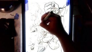 Drawing "The Nut Cruncher" Biggest Ball Biting Cum Explosion All Over Her Face, Music by: CeehDeeh