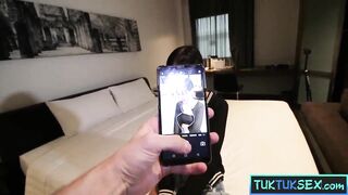 Petite Thai teen in uniform loves to be drilled on amateur movie scene