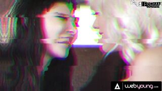 Sexy Honeys Lily Larimar & Kayley Gunner Disrobe Costumes For Jazmin Luv Turn Into Wicked Three-some