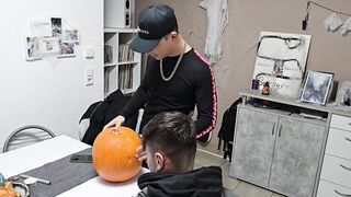 Homo boyz have joy: We bang the Halloween Pumpkin and cum on it