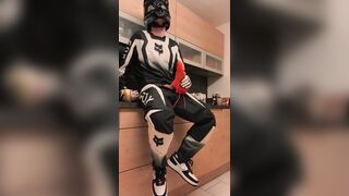 Motocross hunk bangs his Nike Air Power in the kitchen