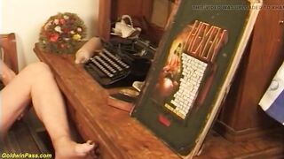 Grandma screwing her curly vagina with a cucumber