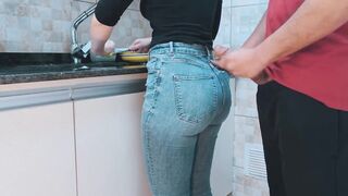 Cumming On my Maid's Booty with Gym Garments whilst that babe was Washing Dishes (FREE USE/COMPILATION))