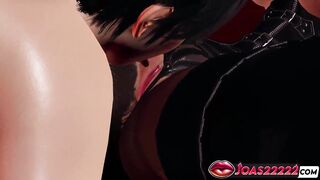 Adria in Ebony Latex CG Anime - POV Large Bazookas Play, Sofa Cunt Licking with Close-Up Views, and Anal Sex toy for Taut Butt Stretching Ending with Squirt
