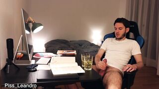 Piddle and cum in drinking glass - homosexual urination