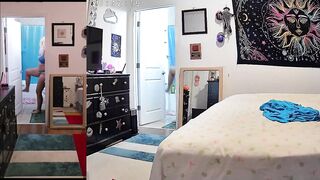 Oblivious woman undressing and greater quantity