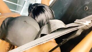 Screw her hard three-some hardcore on the sex swing