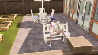 A pair of youthful lesbos are having enjoyment frolicking in their ally's backyard