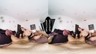 UP CLOSE VR - Lalin girl Playgirl In Ass Shorts Mila Milkshake Gives Sloppy Deepthroat & Rides Rod POV