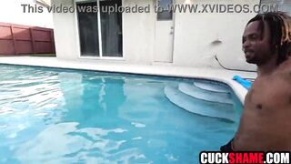 Cuckold Asks Ebony Man To Bang His Wife by the Swimming Pool