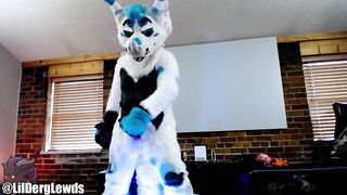 Fursuiter Strokes his Weenie and Cums Hard