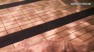 Honeys swim and get undressed underwater