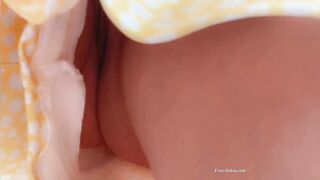 Twat out of pants on the bus. Hidden Rubbing clitoris below petticoat