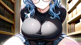 Thick Comics Waifu with Giant Breasts and Curvy big beautiful woman Body Pounded in Quiet School Library - AI Generated Manga Risky Public Creampie Teaser