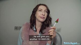 Public Agent Chanel Kiss  sucker is taken from behind after giving a worldclass oral pleasure