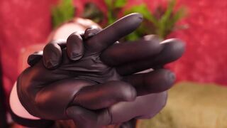 ASMR clip: medical nurse gloves with oil. Sounds triggers.