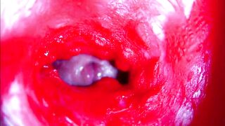 Bizarre close-up ASMR head inside soaked vagina