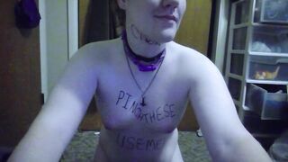 Trans Whore writes all over her Body