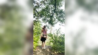 Public Squirting Bitch Explosive Climax Hits Camera during a hike