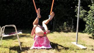 exposed pathetic white serf outdoor got enema show with brush homosexual booty clean willing for use, CMNM