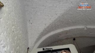 Sharing flat with my inexperienced stepsis. Massive cum on her enchanting boobs.