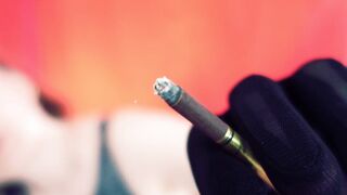 Smokin' JOI stroke instruction - fetish mother I'd like to fuck smoke in underware, wearing gloves.