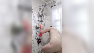Caught My "Stepmom" Enjoying The Water Coming Out Of The Shower Head And This babe Masturbates!