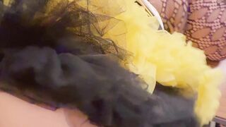 Large-titted gets banged on her period and anal screwed at halloween party