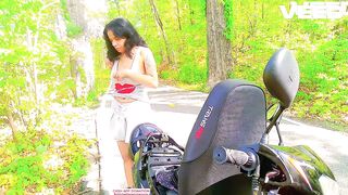 Glamorous MIDGET BLACK Exhibitionist Wife Outside Public Bike Trail MINI PETTICOAT Pov Up Petticoat