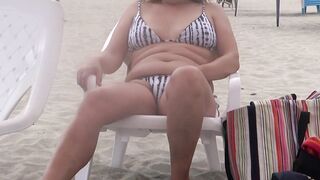 1st time on the beach that I show off in front of my stepson, I couldn't resist the passion and