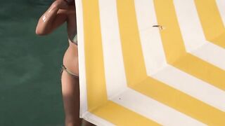 On the beach, very sexy stepson cums 3 times in my curly cunt