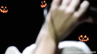 Breasty brunette hair Jayden plays with her moist twat