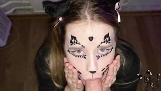 Halloween Kitten Screws Passionately