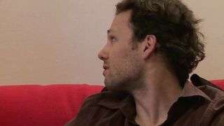 Cuck hubby sits in the corner during the time that his hotwife gets banged by a large ramrod